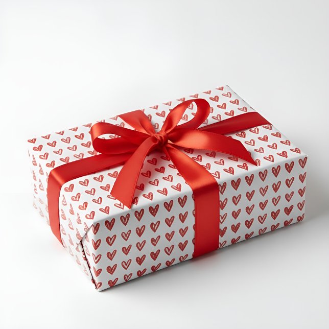 Elegant Red Heart Sketch Wrapping Paper - Perfect  (Creator Uploaded)