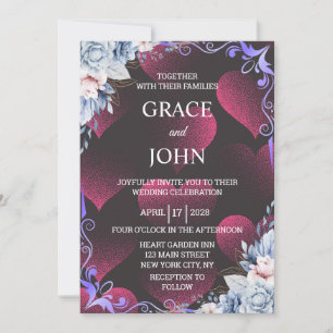 Elegant Red Heart Wedding Invitation