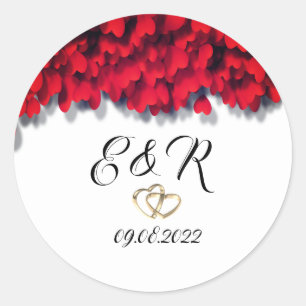 Elegant Red Hearts  Classic Round Sticker