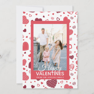 Elegant Red Hearts Happy Valentine's Day 1 Photo Holiday Card
