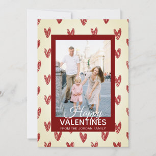Elegant Red Hearts Happy Valentine's Day 1 Photo Holiday Card