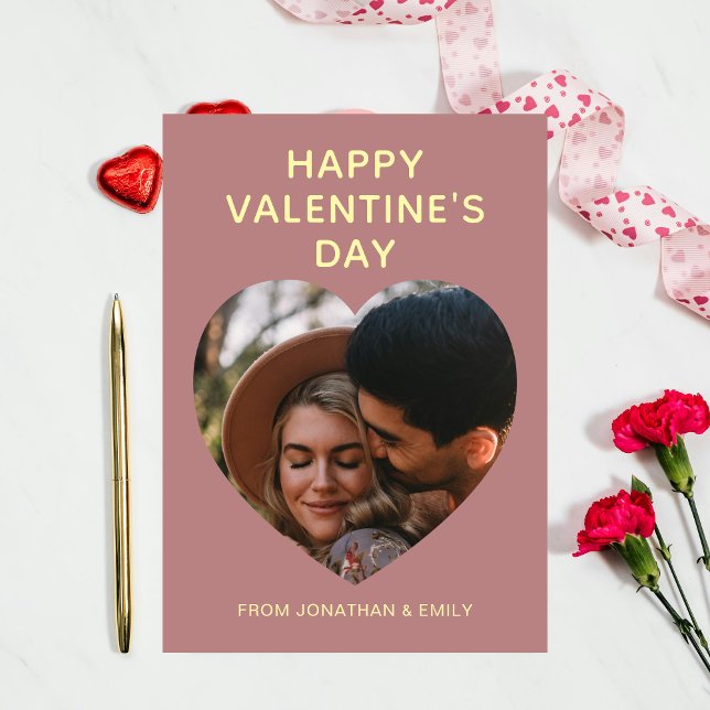 Elegant Red Hearts Happy Valentine's Day 1 Photo Holiday Card (Creator Uploaded)