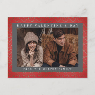 Elegant Red Hearts Happy Valentine's Day 1 Photo Holiday Postcard