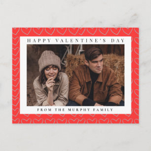 Elegant Red Hearts Happy Valentine's Day 1 Photo Holiday Postcard