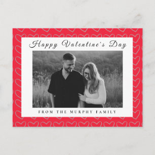 Elegant Red Hearts Happy Valentine's Day 1 Photo Holiday Postcard