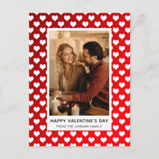 Elegant Red Hearts Happy Valentine's Day 1 Photo Holiday Postcard