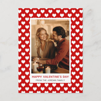 Elegant Red Hearts Happy Valentine's Day 1 Photo Holiday Postcard