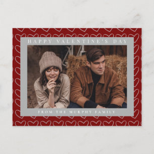 Elegant Red Hearts Happy Valentine's Day 1 Photo Holiday Postcard