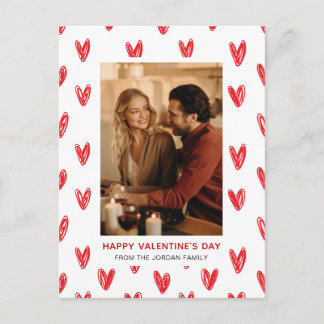 Elegant Red Hearts Happy Valentine's Day 1 Photo Holiday Postcard