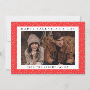 Elegant Red Hearts Happy Valentine's Day 2 Photo Holiday Card