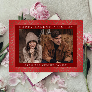 Elegant Red Hearts Happy Valentine's Day 2 Photo Holiday Card
