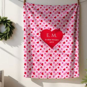 Elegant Red Hearts Love Gift Personalized Blanket