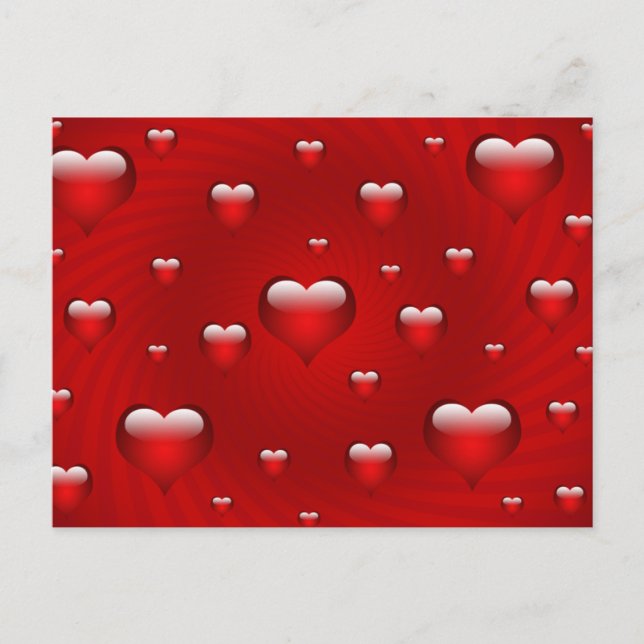 Elegant Red Hearts Love Valentine Postcard (Front)