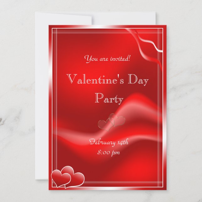 Elegant Red hearts Valentine's Day Party Invitation (Front)