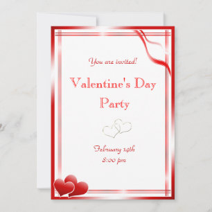 Elegant Red hearts Valentine's Day Party Invitation