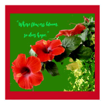 Elegant Red Hibiscus Custom Flower Quote Gardeners