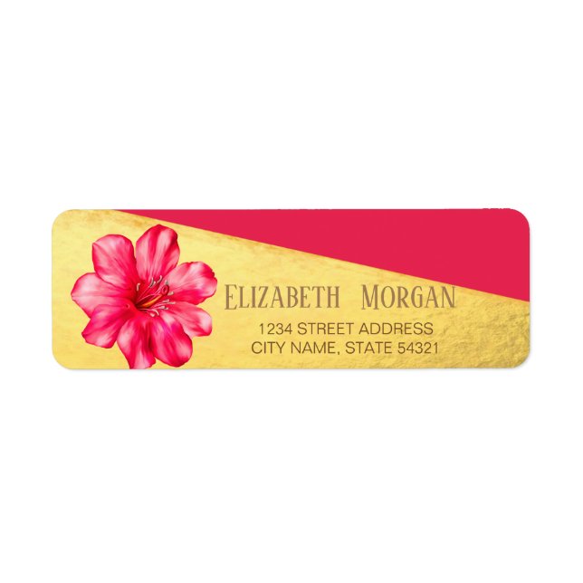 Elegant Red ,Hibiskus,Gold   Address Label (Front)