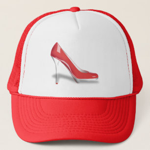 ELEGANT RED HIGH HEEL SHOE  TRUCKER HAT