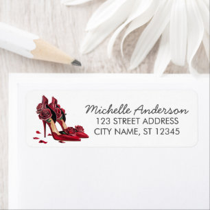 Elegant Red High Heels Return Address label       
