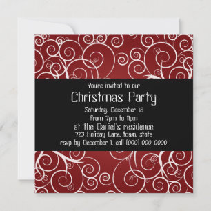 Elegant Red Holiday Party Invitations