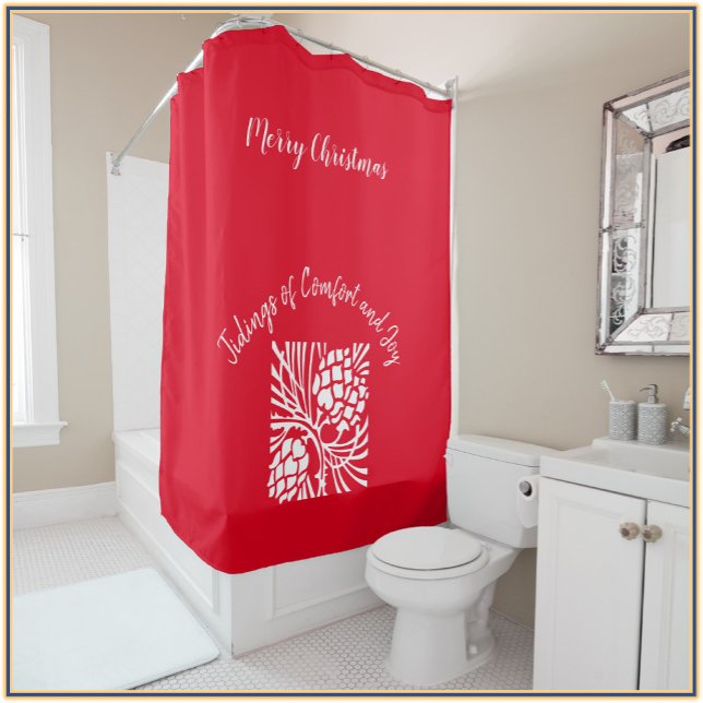 Elegant Red Holiday Season Shower Curtain (Creator Uploaded)