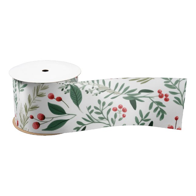 Elegant Red Holly Berries  Satin Ribbon (Spool)