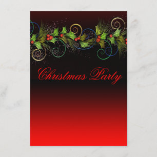 Elegant Red Holly Corporate Christmas Party Invitation