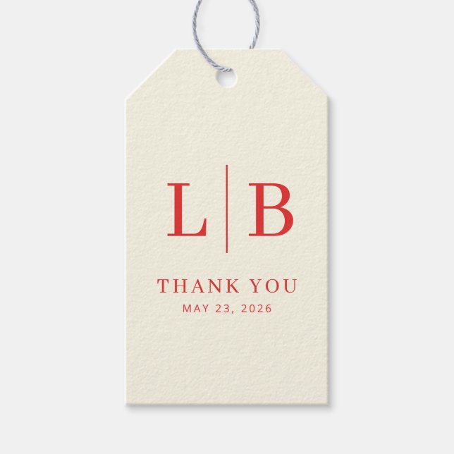 Elegant Red Initials Gift Tags (Front)