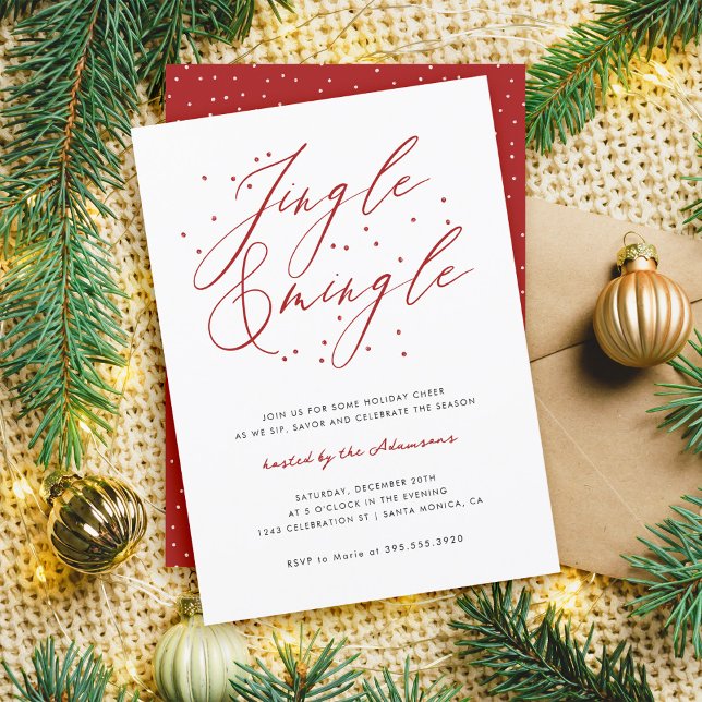 Elegant Red Jingle & Mingle Christmas Party Invitation (Creator Uploaded)