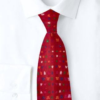Elegant Red Knight Horses King"s Crown Motif Tie