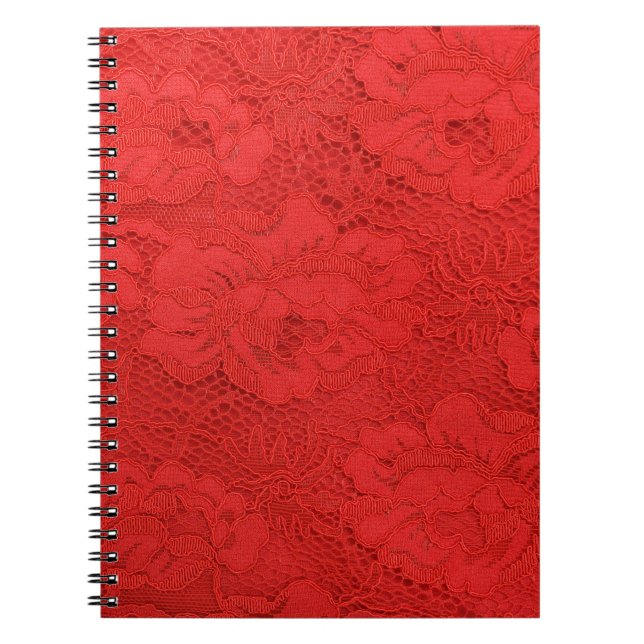 Elegant red lace, seamless texture notebook (Front)