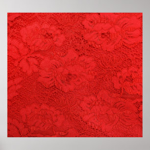 Elegant red lace, seamless texture poster