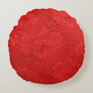 Elegant red lace, seamless texture round cushion
