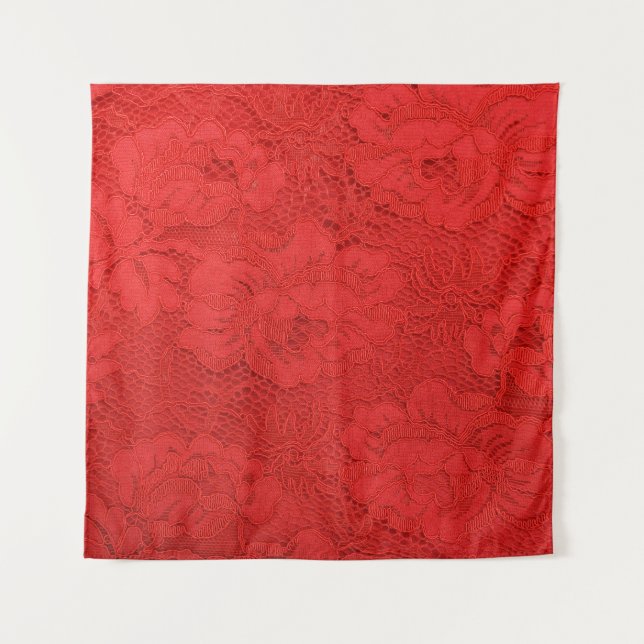 Elegant red lace, seamless texture tapestry (Front)