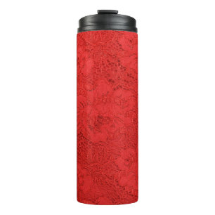 Elegant red lace, seamless texture thermal tumbler