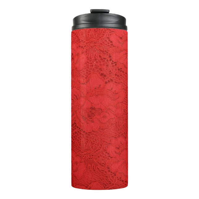 Elegant red lace, seamless texture thermal tumbler (Front)