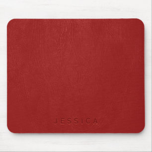 Elegant Red Leather Texture Print Mouse Mat