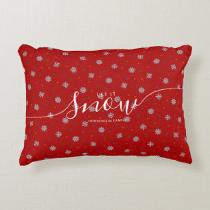 Elegant Red Let it snow custom Decorative Cushion