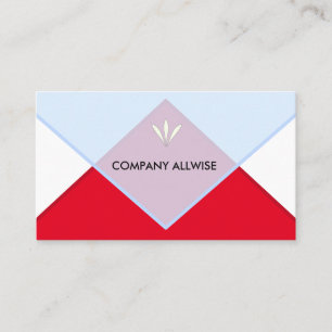Elegant  Red, Light Blue & White Business Card