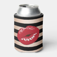 elegant red lips rose gold black stripes pattern