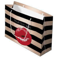 elegant red lips rose gold black stripes pattern