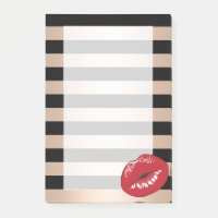 elegant red lips rose gold black stripes pattern