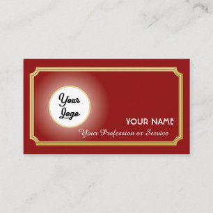 Elegant red logo ornament gold frame Business Card