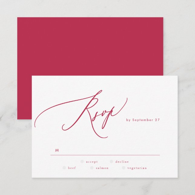 Elegant Red Magenta Summer The Wedding RSVP Card (Front/Back)