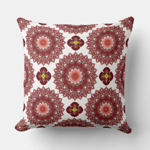 Elegant Red Mandala Geometric Bedroom & Home Texti Cushion