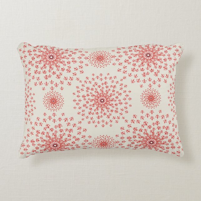 Elegant Red Mandala Geometric Bedroom & Home Texti Decorative Cushion (Front)