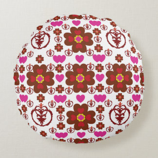 Elegant Red Mandala Geometric Bedroom & Home Texti Round Cushion