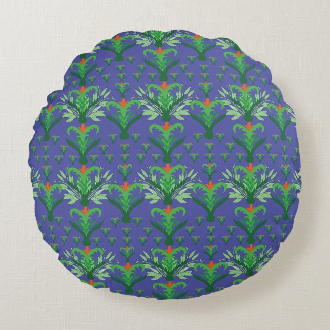 Elegant Red Mandala Geometric Bedroom & Home Texti Round Cushion (Front)