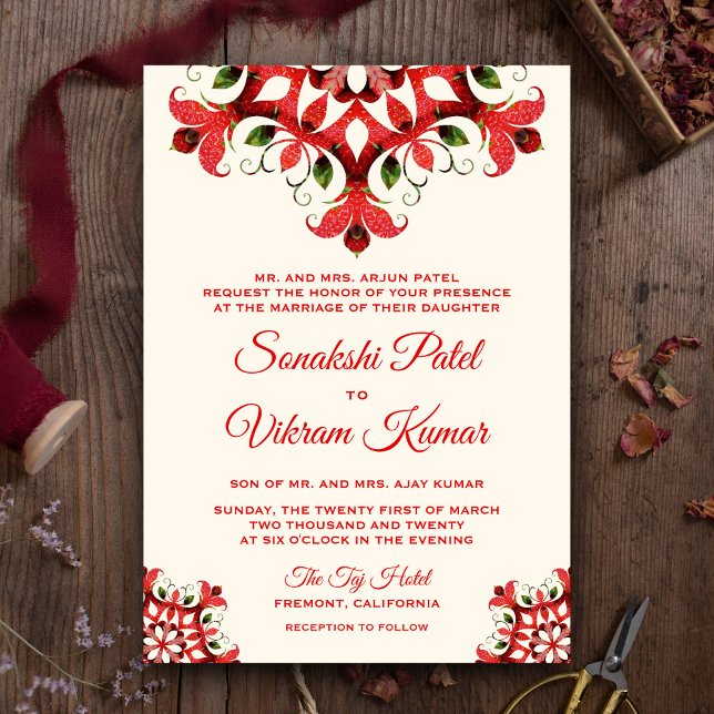 Elegant Red Mandala Indian Wedding Invitation (Creator Uploaded)