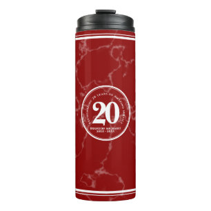 Elegant Red Marble 20 Years Work Anniversary Thermal Tumbler